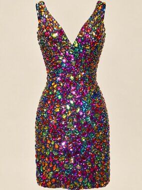 🎆Luxury Couture Designer Crystals Beaded Runway Glamorous Cocktail Party Dress
